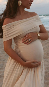 Leda Flowy Off-Shoulder Maternity Dress