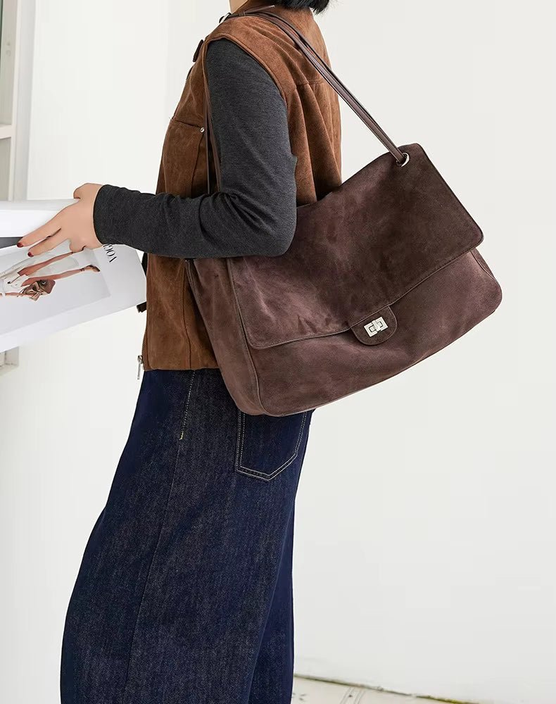 ZEYA - Lena Frosted Cowhide Retro Tote Bag