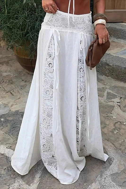 ZEYA - Lilith Boho Lace Patchwork Maxi Skirt