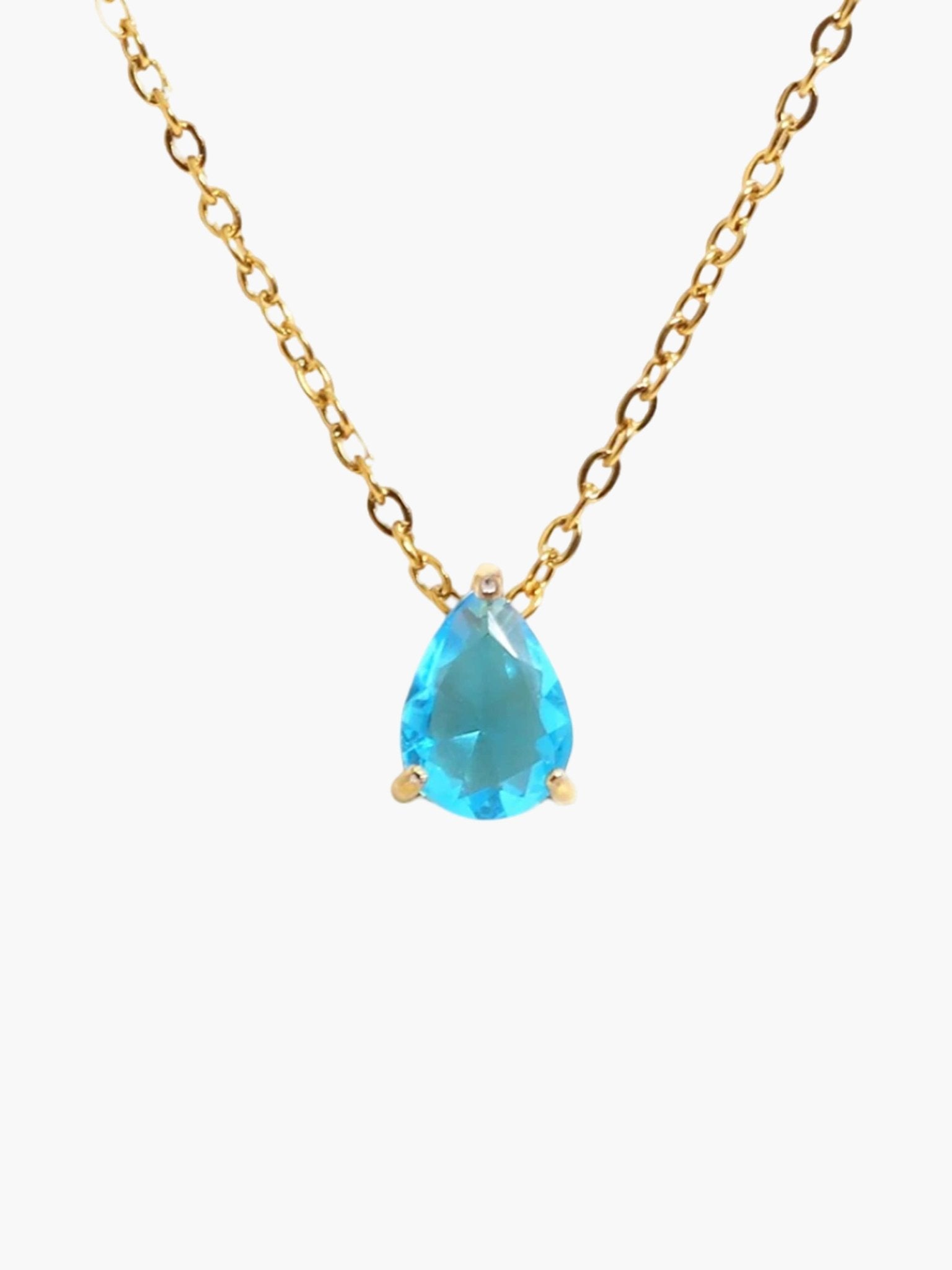 ZEYA - Lilith Necklace - Teardrop Pendant with Birthstone Zirconia Stones for Women
