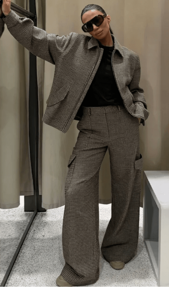 ZEYA - Lily Houndstooth Padded Blazer Set