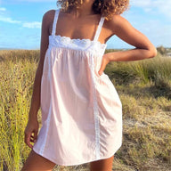Liora Spitzenbesatz Babydoll Mini Kleid