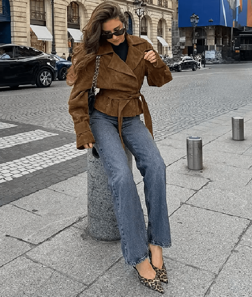 ZEYA - Lisa Faux Suede Belted Wrap Jacket