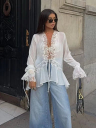 Maila Spitzen-Cardigan Top