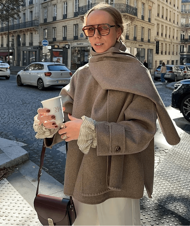 ZEYA - Margaux Loose Fit Coat with Scarf