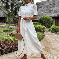 Naomi besticktes Maxi-Kleid mit Schnürung