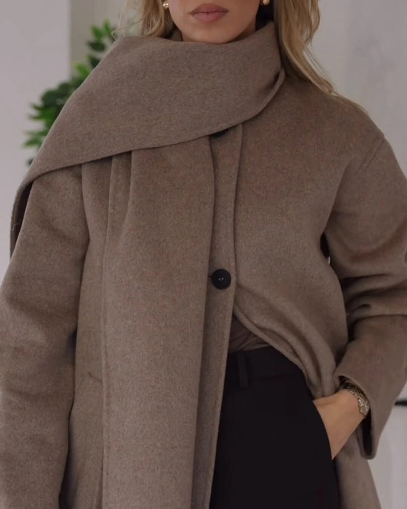 ZEYA - Marisol Faux Wool Coat with Scarf