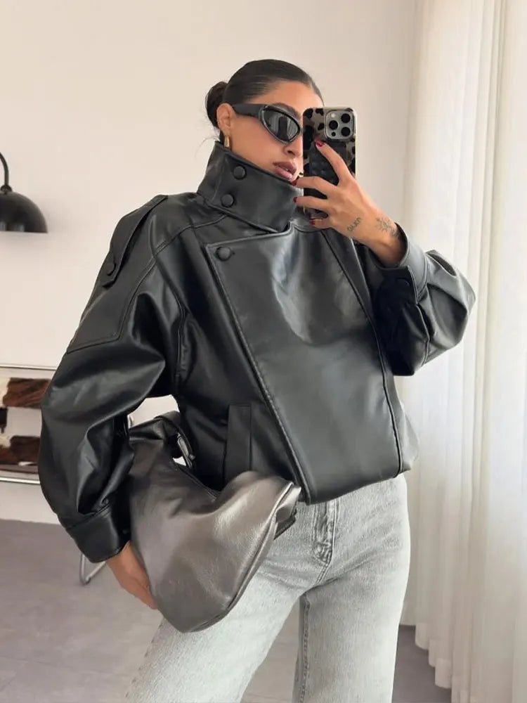 ZEYA - Marnie Black Vegan Leather Moto Jacket