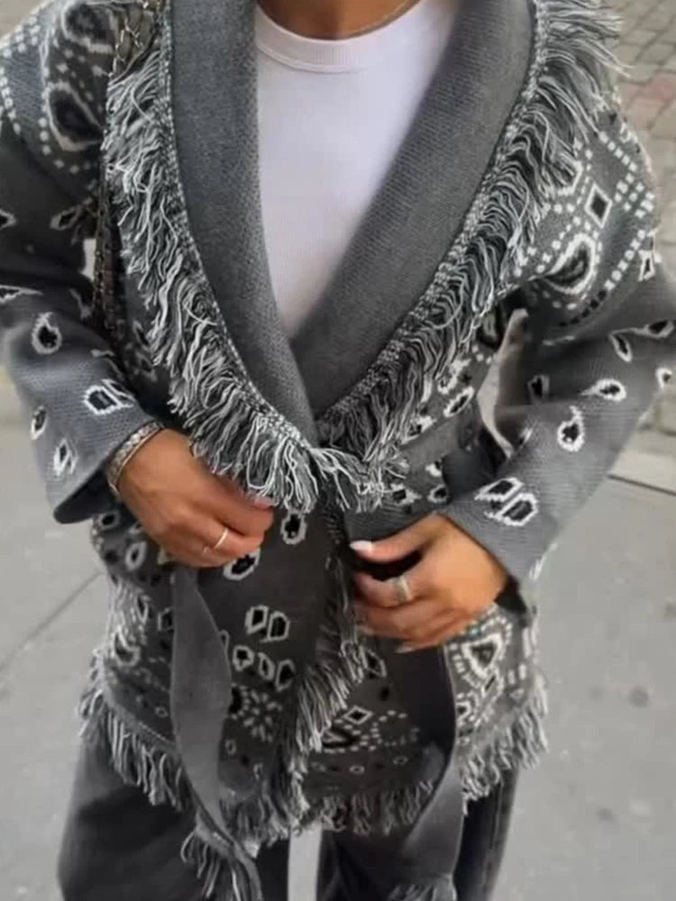 ZEYA - Martha Lace Up Tasseled Cardigan