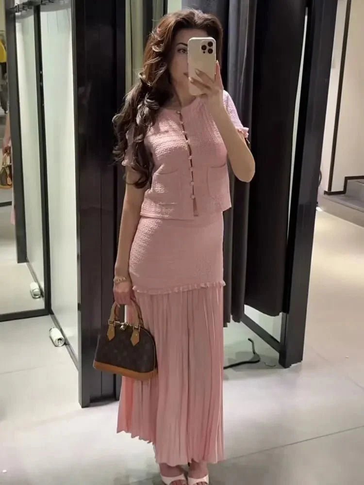 ZEYA - Maxine Knitted Tank Pleated Skirt Set