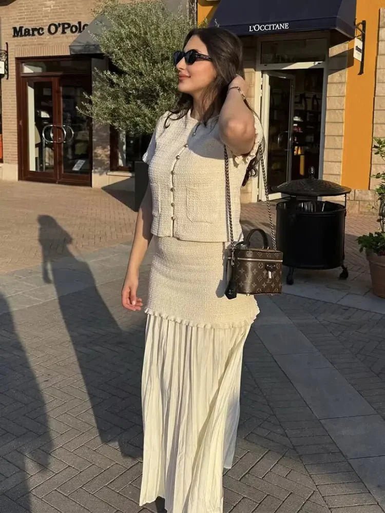 ZEYA - Maxine Knitted Tank Pleated Skirt Set