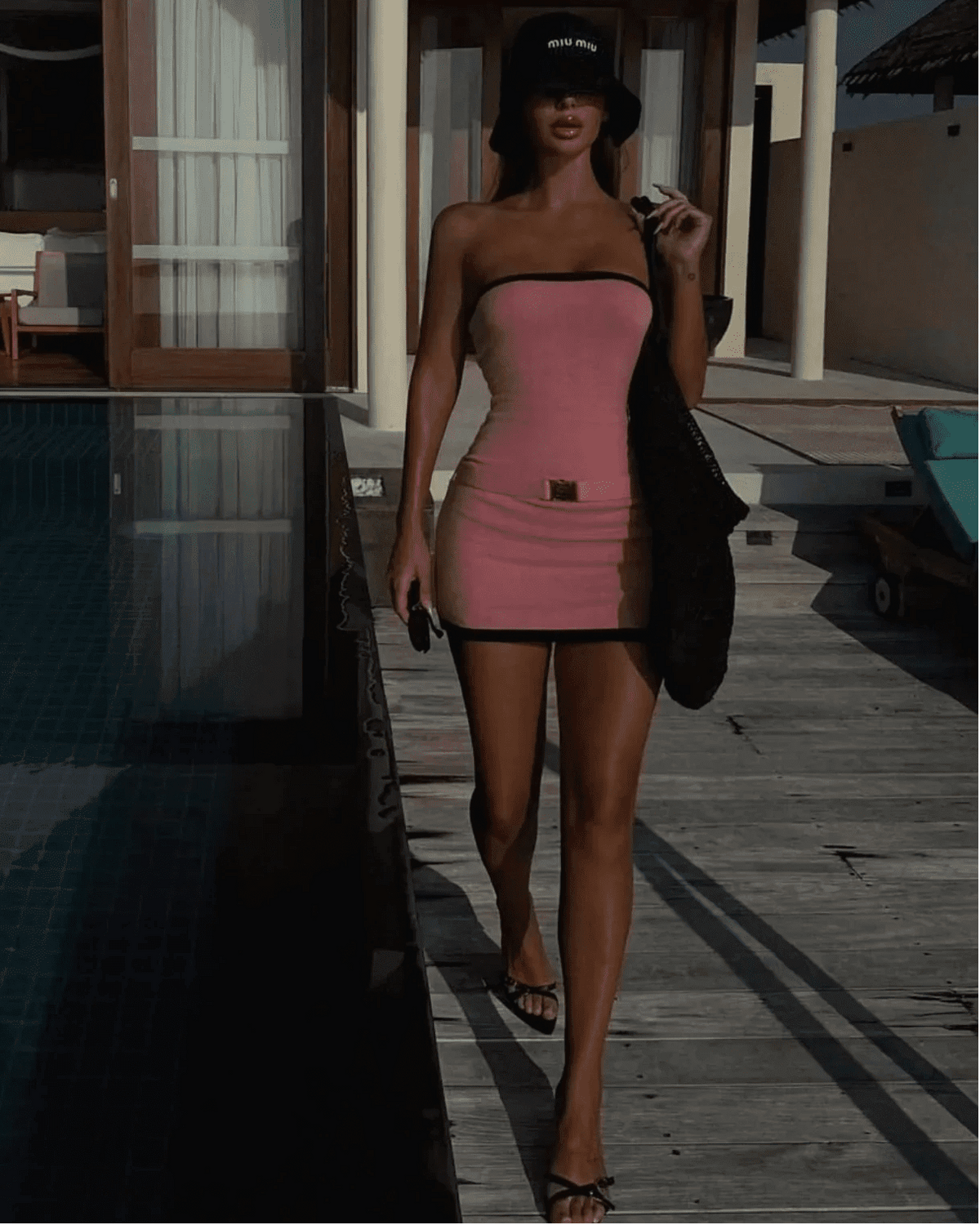 ZEYA - Meredith Strapless Buckle Detail Knit Mini Dress