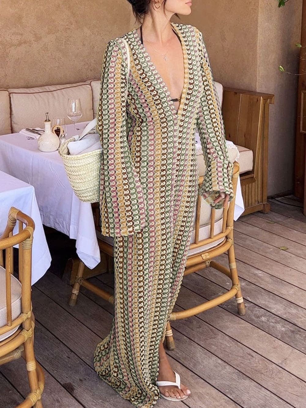 ZEYA - Miriam Crochet Stripe Maxi Dress