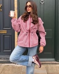 Miriam Plaid Hooded Trench Jacket