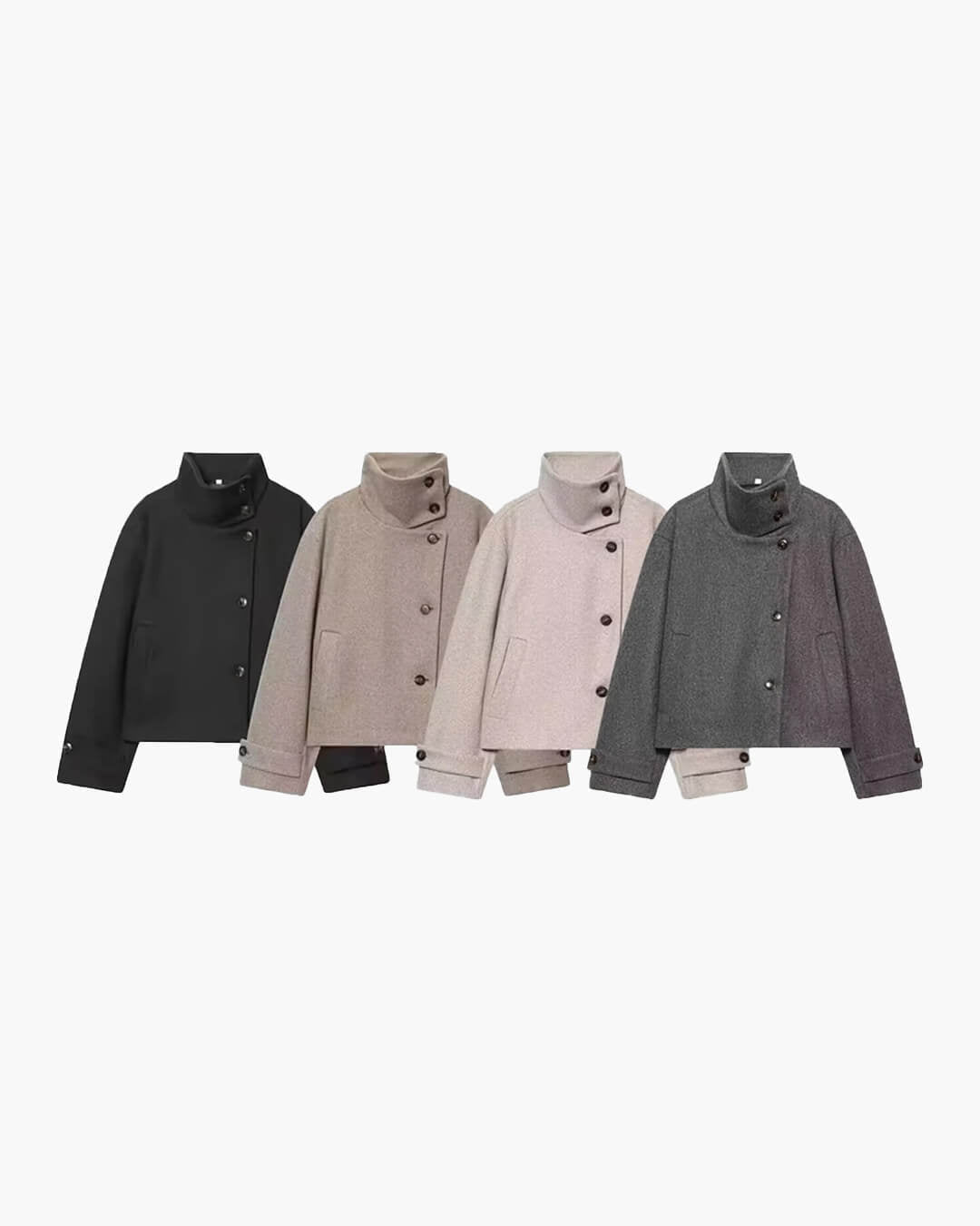 ZEYA - Monica Rose Buckle Stand Collar Coat