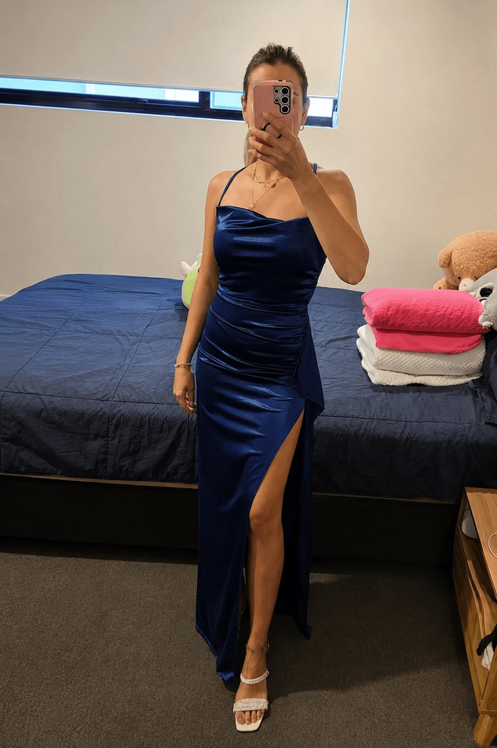 ZEYA - Monica Satin Open-Back Maxi Dress