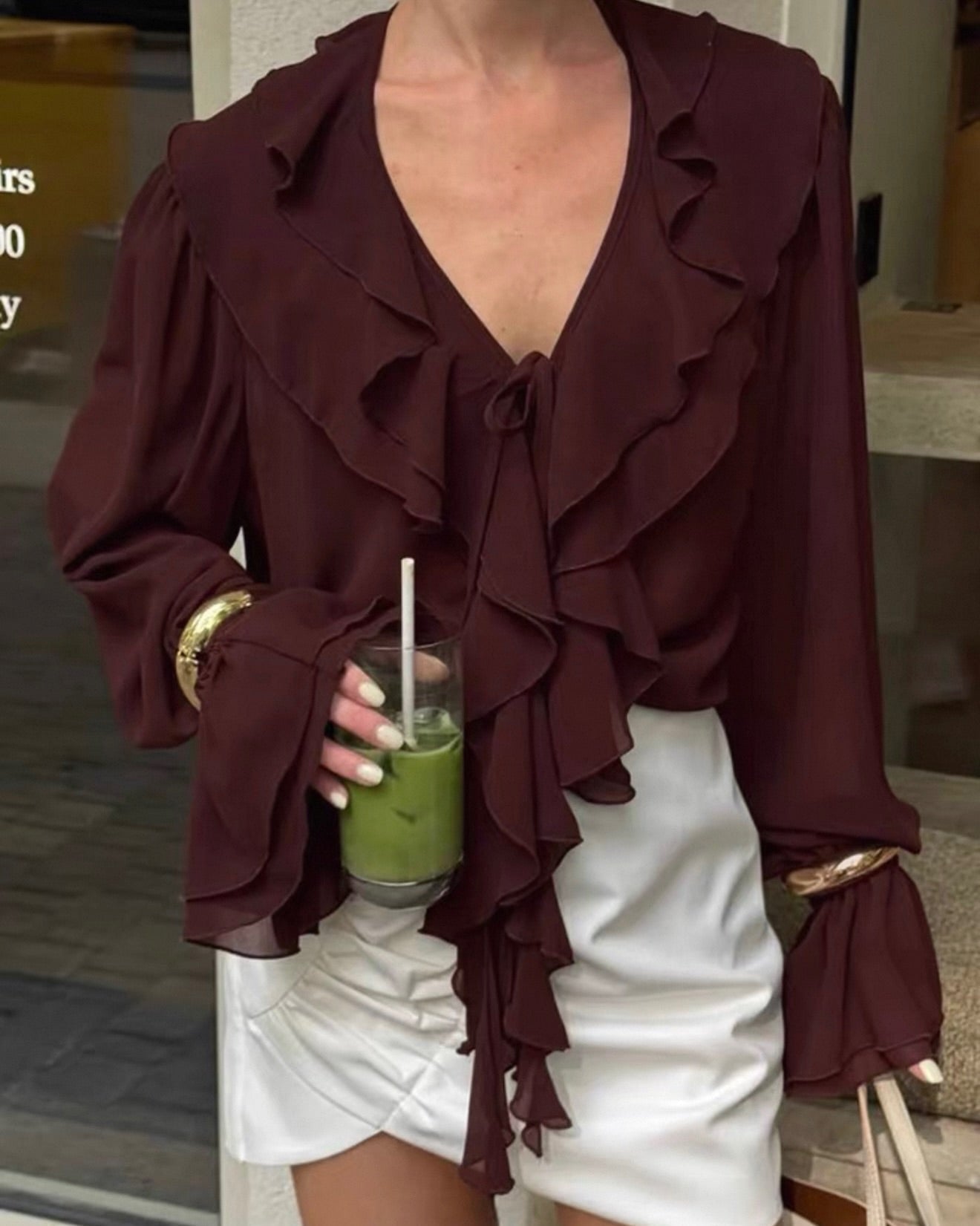 ZEYA - Monica Tie Neck Ruffled Blouse