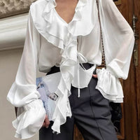 Monica Tie Neck Ruffled Blouse