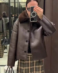 Naomi Reversible Faux fur Faux Leather Jacket