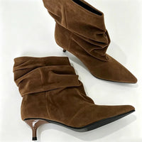 Nina Ankle Boots aus Kunstvelours mit Raffungen