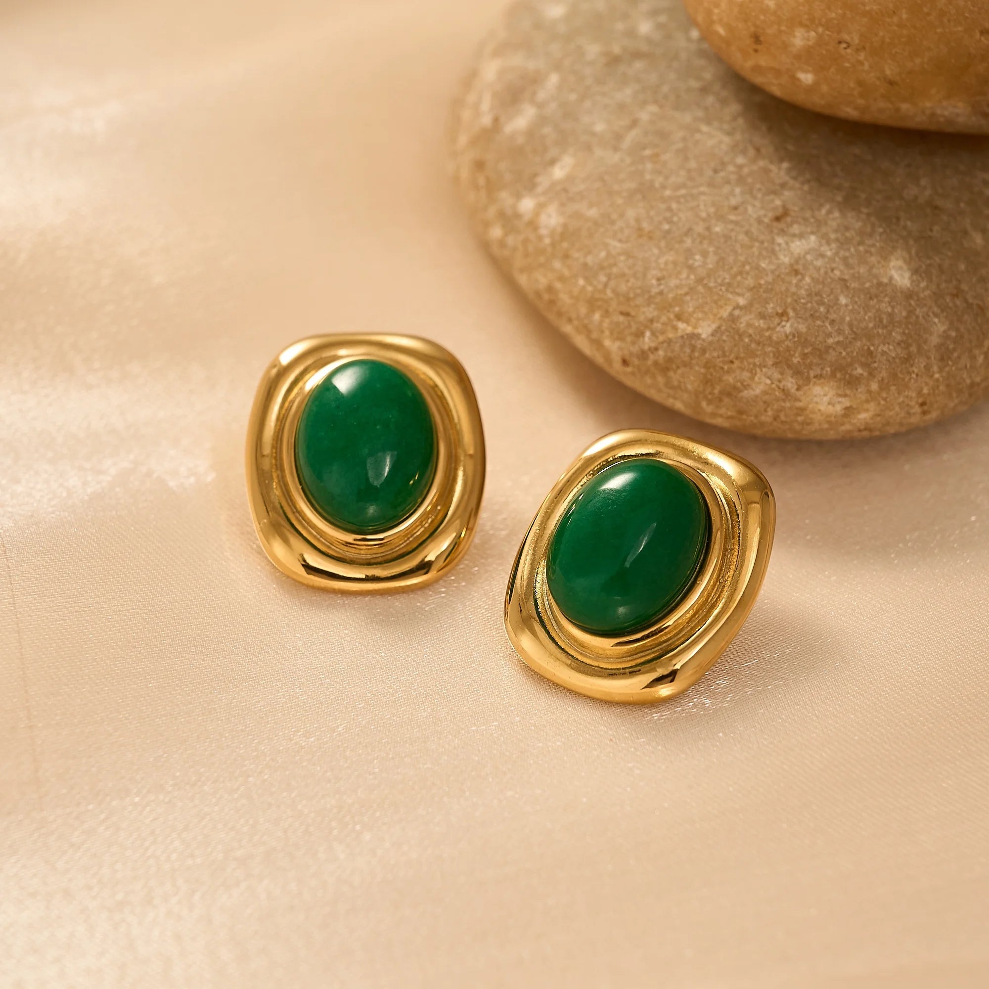 ZEYA - Olivia Oval Natural Stone Earrings