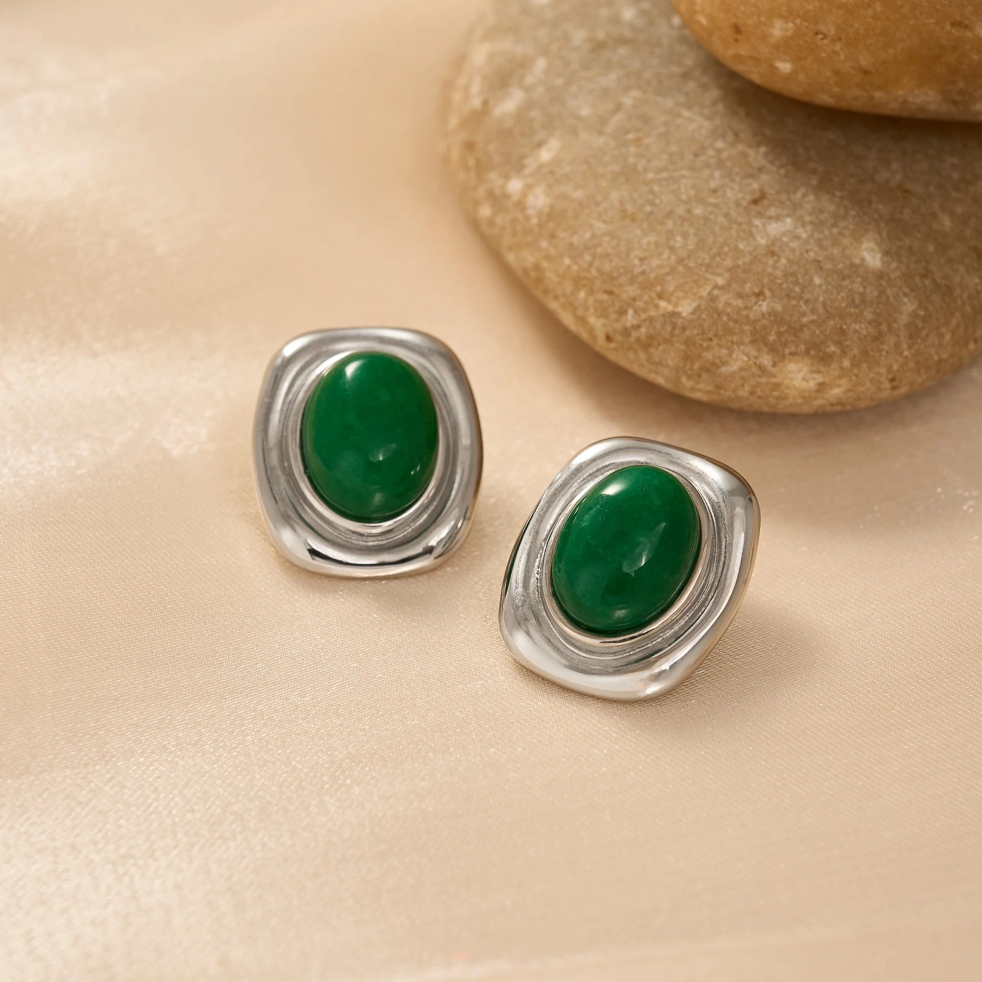 ZEYA - Olivia Oval Natural Stone Earrings
