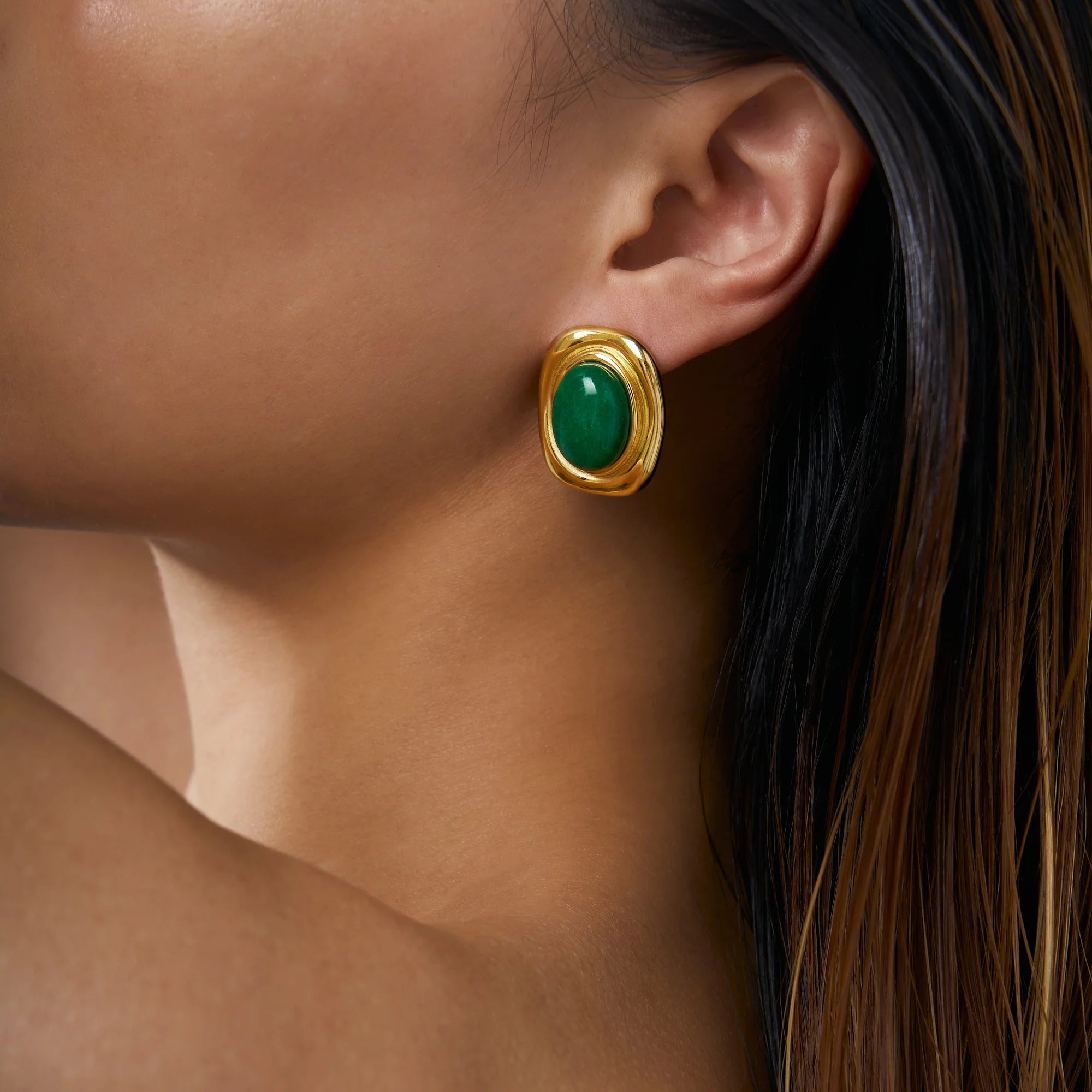 ZEYA - Olivia Oval Natural Stone Earrings