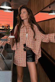 Olivia, Karierte Hemdbluse im Oversize-Schnitt