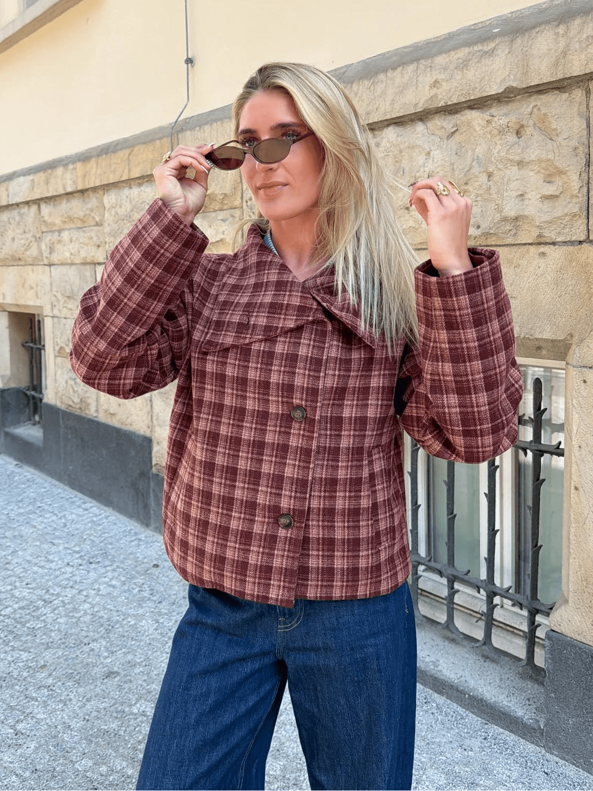 ZEYA - Rachel Plaid Stand Collar Coat
