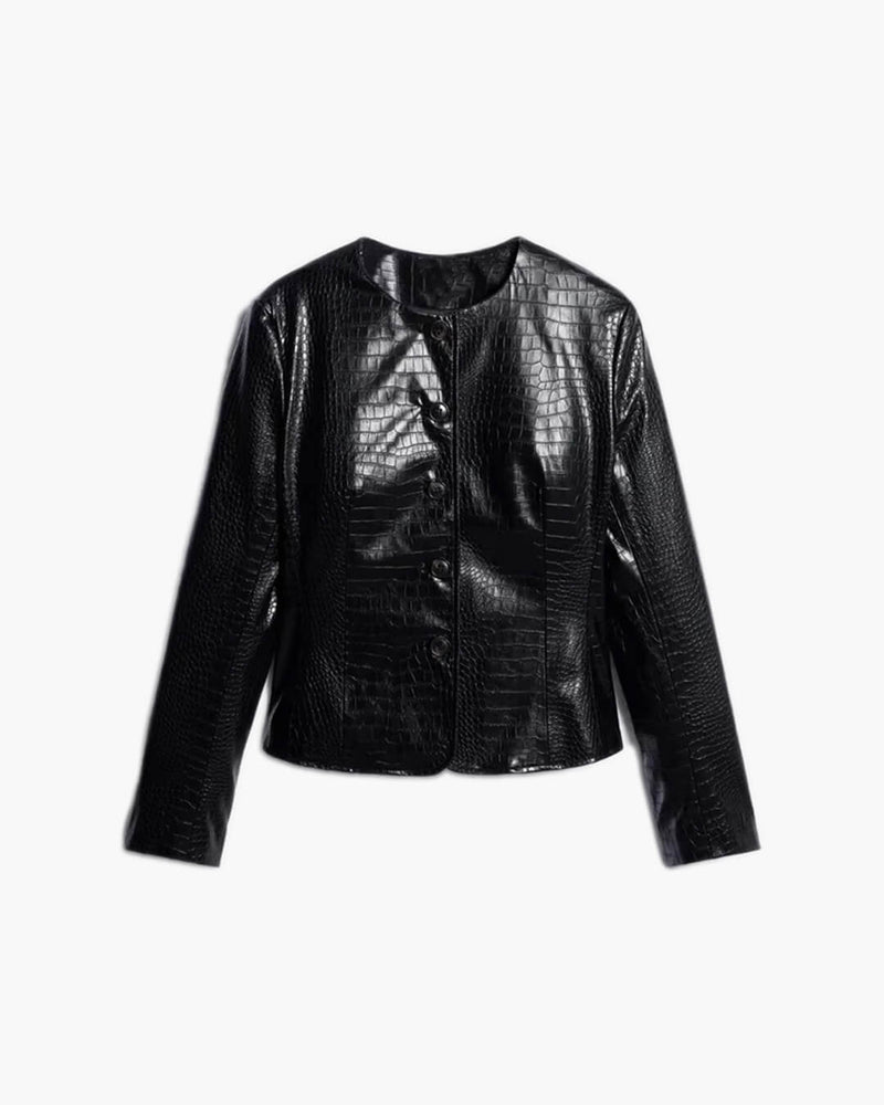 ZEYA - Ruth Croc Embossed Faux Leather Jacket