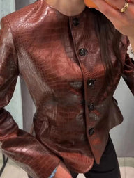 Ruth Kunstlederjacke mit Kroko-Prägung