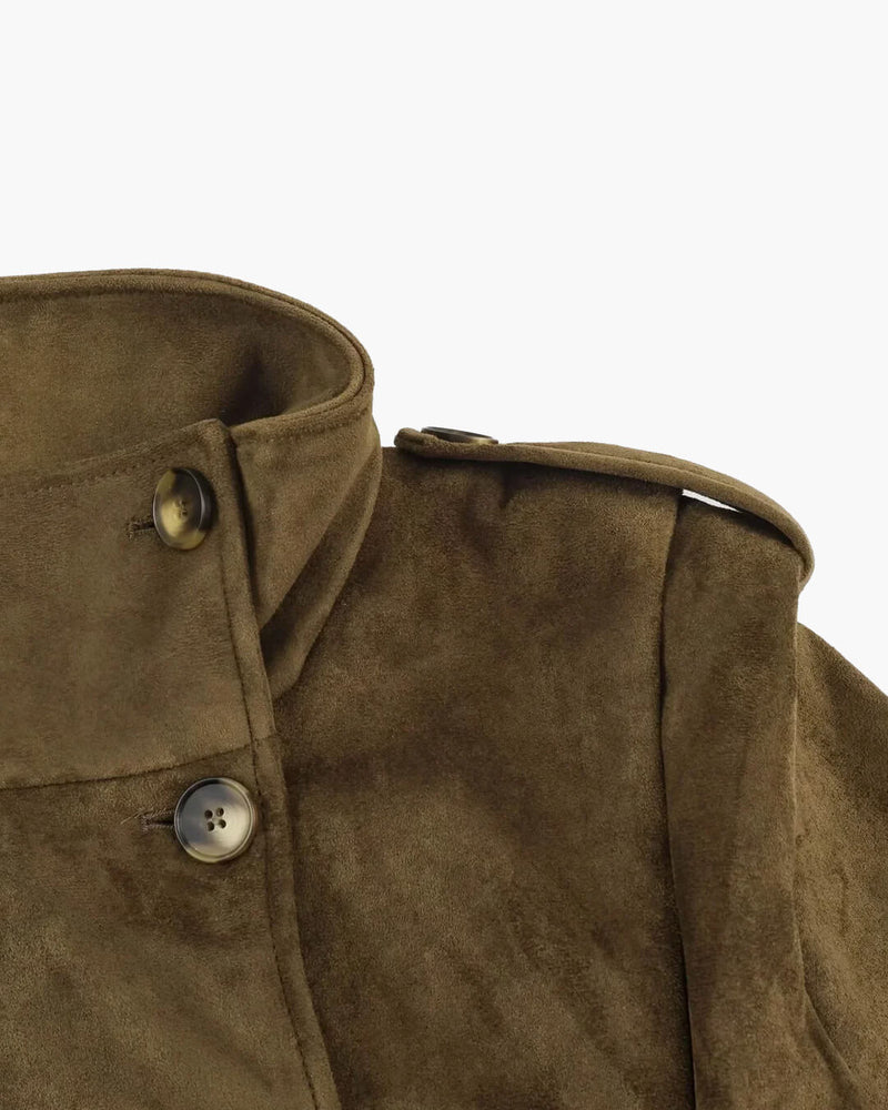 ZEYA - Sabrina Retro Faux Suede Cropped Trench