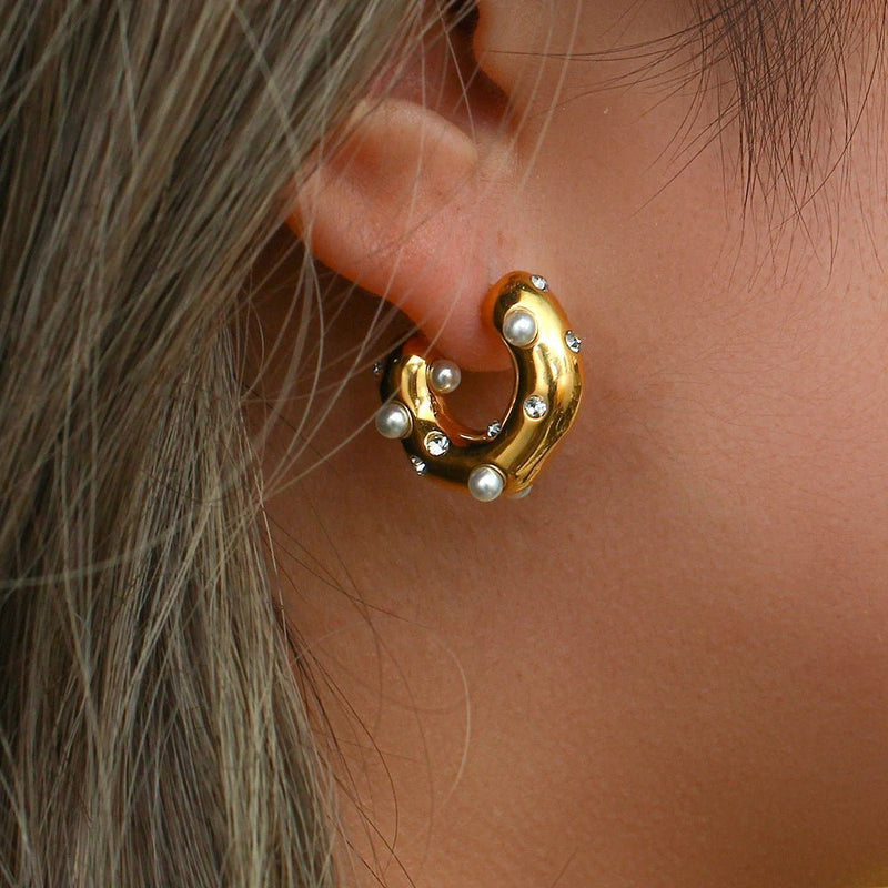 ZEYA - Samira Pearl Hoop Earrings
