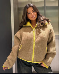 Scarlett Strickjacke mit Kontrastbesatz und Reißverschluss