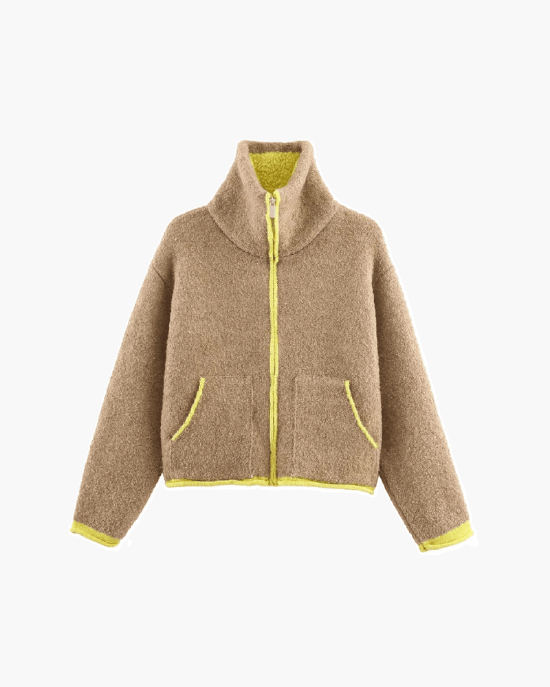 Scarlett Strickjacke mit Kontrastbesatz und Reißverschluss