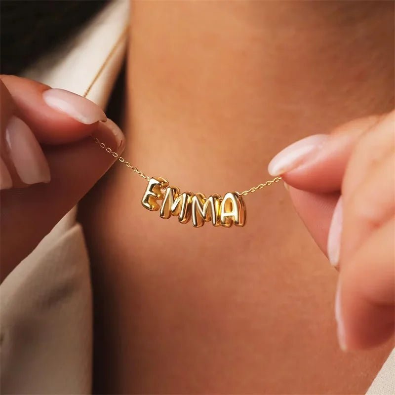 ZEYA - Shane Name Necklace - Custom 3D Bubble Letter Pendant for Women