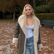 Sierra Faux Fur Suede Long Coat