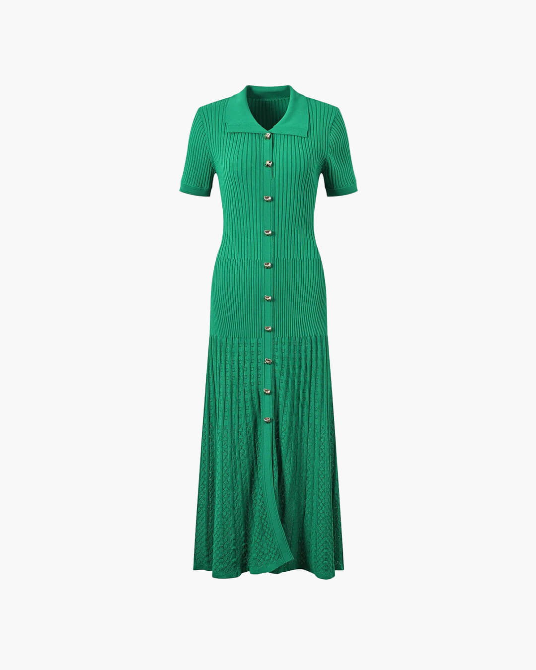 ZEYA - Sophia Ribbed Knit Polo Maxi Dress