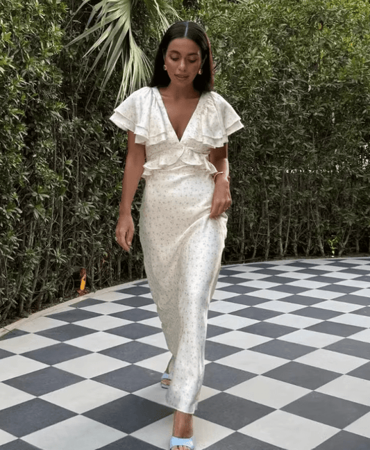 ZEYA - Sophia Ruffle Sleeves Midi Dress