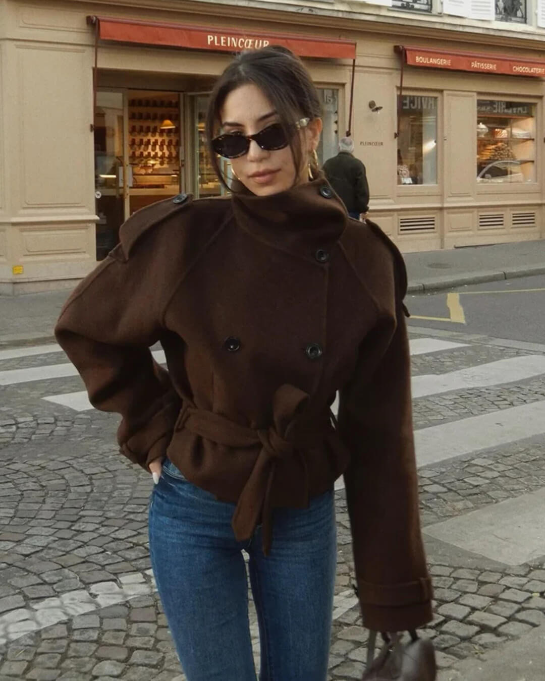 ZEYA - Sophia Stand Collar Short Trench Coat