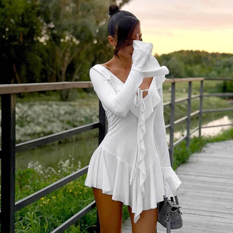ZEYA - Sophia V-Neck Ruffle Mini Dress