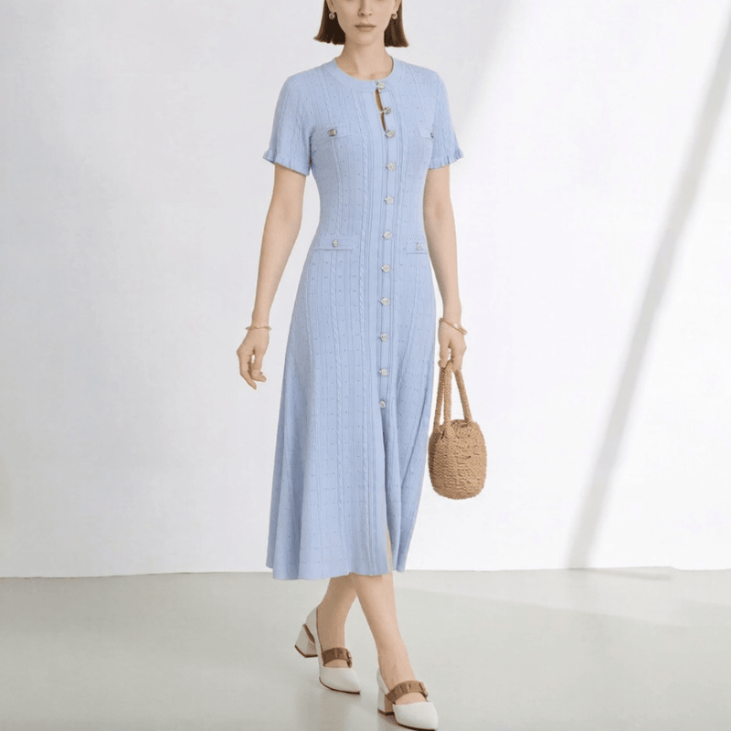 ZEYA - Soraya French V - Neck Knitted Slit Dress