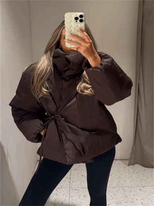 ZEYA - Suzanne High Collar Tie - Up Puffer Jacket