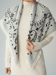 Terry Knitted Fringed Square Scarf