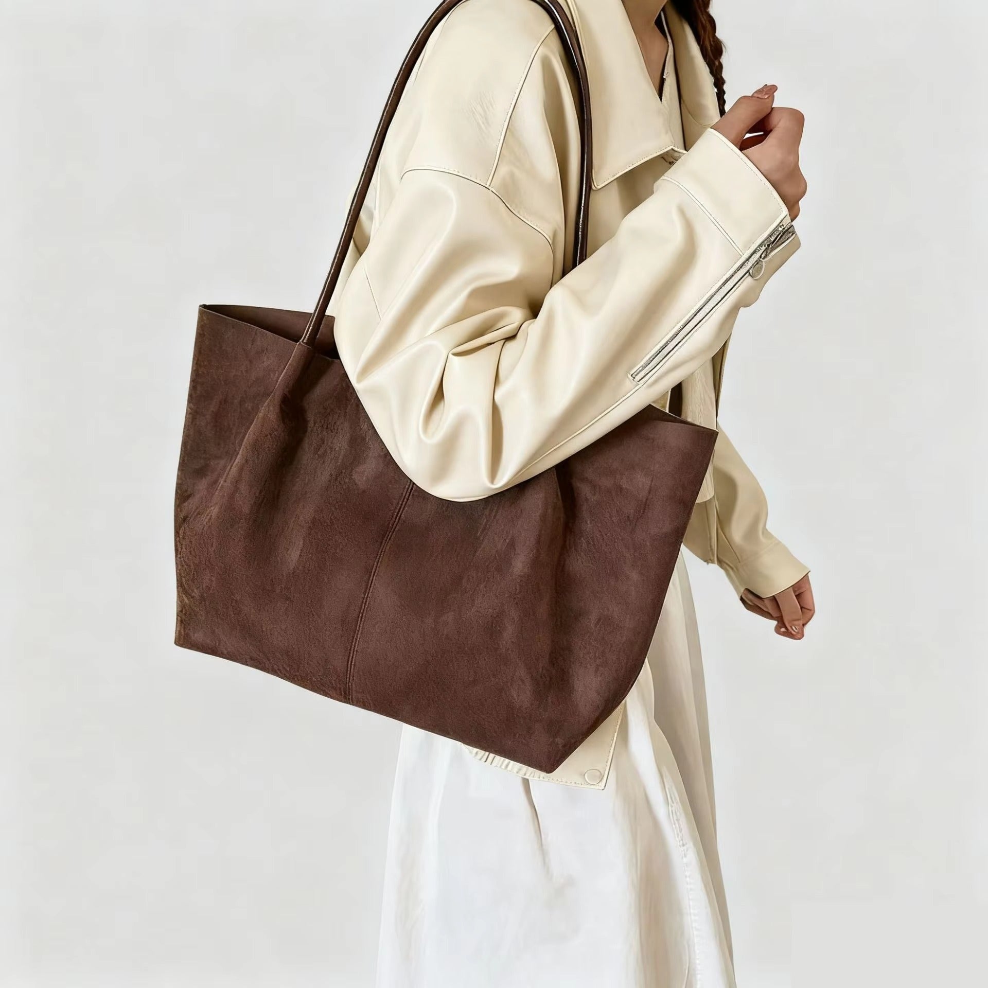 ZEYA - Tessa Suede Tote Bag with Pouch