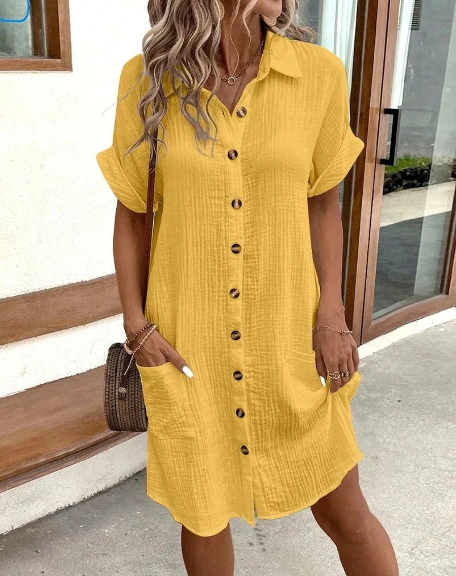 ZEYA - Themis Cotton Linen V-Neck Mini Dress