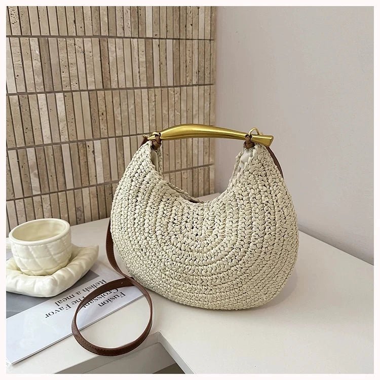 ZEYA - Valeria Sequined Straw Shoulder Bag