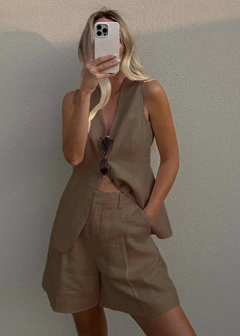 ZEYA - Vera Tailored Vest and Shorts Set