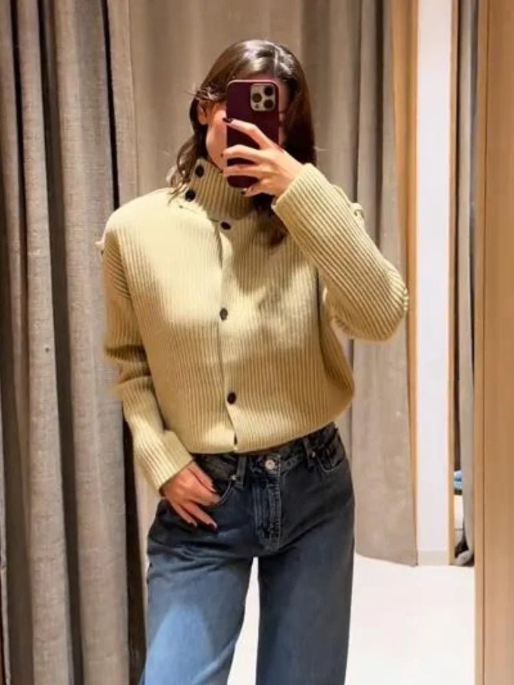 ZEYA - Victoria Stand Collar Knitted Cardigan