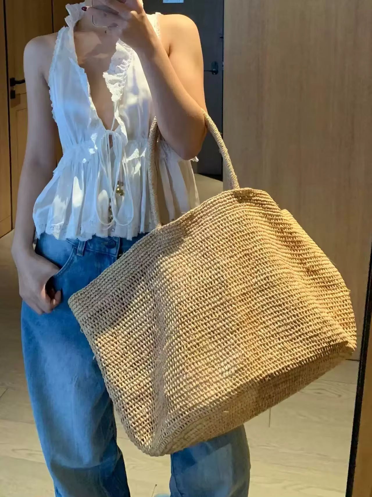 ZEYA - Vivienne Handwoven Rattan Tote